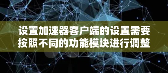 设置加速器客户端的设置需要按照不同的功能模块进行调整。以下是详细的步骤和设置建议