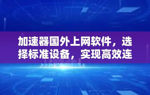 加速器国外上网软件，选择标准设备，实现高效连接