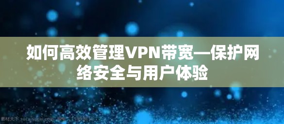 如何高效管理VPN带宽—保护网络安全与用户体验